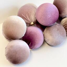 Dusty Mauve Velvet Christmas Ornaments Handmade Flocked Balls, Set Of 12 - thumbnail 3