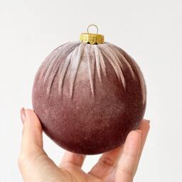 Dusty Mauve Velvet Christmas Ornaments Handmade Flocked Balls, Set Of 12 - thumbnail 4