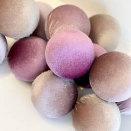 Dusty Mauve Velvet Christmas Ornaments Handmade Flocked Balls, Set Of 12 - thumbnail 2