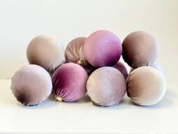 Dusty Mauve Velvet Christmas Ornaments Handmade Flocked Balls, Set Of 12 - thumbnail 1