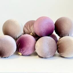 Dusty Mauve Velvet Christmas Ornaments Handmade Flocked Balls, Set Of 12 - thumbnail 3