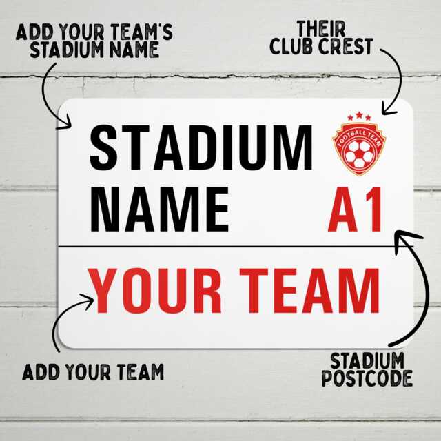 Personalised Football Stadium Sign, Add Your Favourite Team, Wall Decor, Waterproof A4 Aluminium Sign - image 1