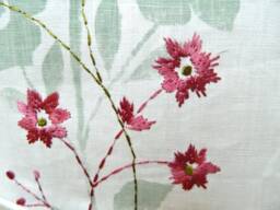 Lee Jofa Threadleaf By G P & J Baker - Window Valance/ Corded Scalloped Rod Pocket Valance/Embroidered Floral On Ivory Linen Fabric - thumbnail 3