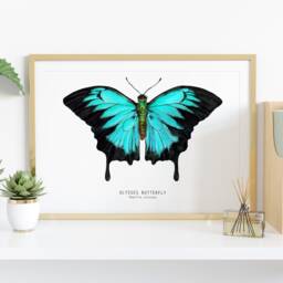 Ulysses Butterfly Print - Papilio - Dunk Island, Mountain Blue Watercolor Art Living Room Poster Butterflies Nursery Prints Girl - thumbnail 2