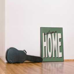 Welcome Home Print, Retro Typography Wall Art, Dark Green Hallway Decor, Living Room Prints/Unframed - thumbnail 3