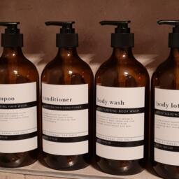 Amber Glass Soap Dispenser W Modern Minimalist Waterproof Labels //500Ml// Refillable//Bathroom Decor //Housewarming Gifts - thumbnail 3