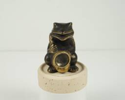 Frog Playing Saxophone Statue, 2.7 Inch Bronze Figurine, Miniature, Tabletop Decor, Musician, Animal Gift For Her, Grandma