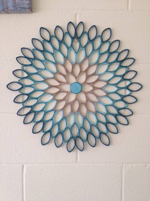 Teal Dahlia Paper Wall Art Modern Geometric Floral Decor - image 1
