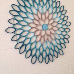 Teal Dahlia Paper Wall Art Modern Geometric Floral Decor - thumbnail 2