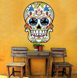 Sugar Skull Wall Decal - Dia De Muertos, Mexican Folk Art Mc603 - thumbnail 1