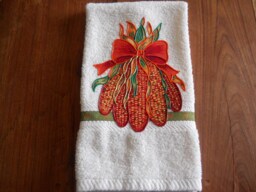Appliqued Harvest Corn Hand Towel, Thanksgiving Fall Decor