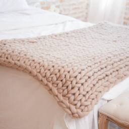 Handmade Chunky Knit Merino Wool Blanket, Giant Throw - thumbnail 2