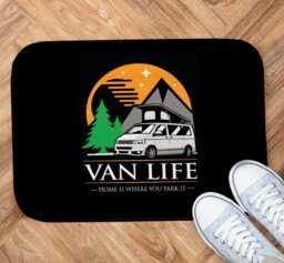 Van Life Campervan Mat - Black, Motorhome Floor Mat 44cm X 32cm Vl02 Indoor Use/Coaster Set - thumbnail 1