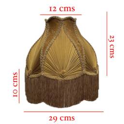 Gold Scallop Lampshade Handmade Victorian Dome With Fringe - thumbnail 2