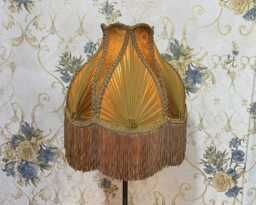 Gold Scallop Lampshade Handmade Victorian Dome With Fringe - thumbnail 1
