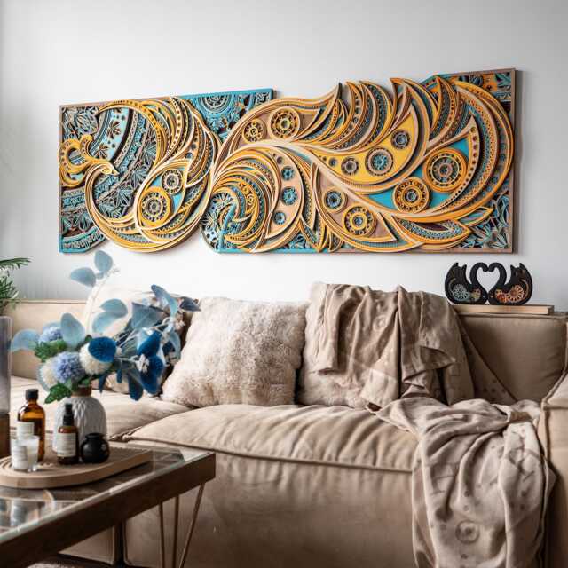 Phoenix & Sycamore Multilayer Wood Wall Art, Large Bird Laser Cut Sculpture, Housewarming Gift - image 1