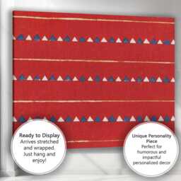 Bold Red Blue White Tribal Geometric Stripe Repeat Pattern Canvas Wall Art Print Decor Picture Ready To Hang - thumbnail 3