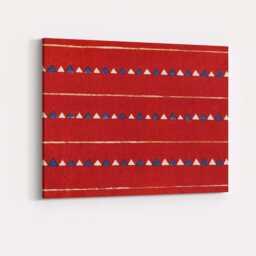 Bold Red Blue White Tribal Geometric Stripe Repeat Pattern Canvas Wall Art Print Decor Picture Ready To Hang - thumbnail 1