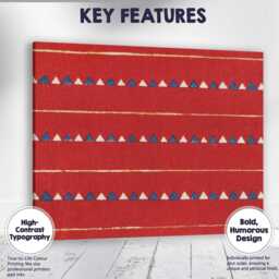 Bold Red Blue White Tribal Geometric Stripe Repeat Pattern Canvas Wall Art Print Decor Picture Ready To Hang - thumbnail 4