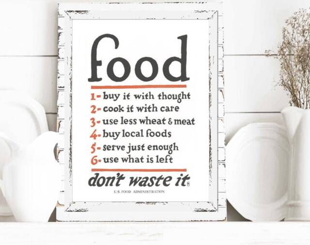 Food Don't Waste It 1917 Wall Decor - Historic Kitchen Art Available As Print, Framed Print Or Wrapped Gallery Canvas Sign - image 1
