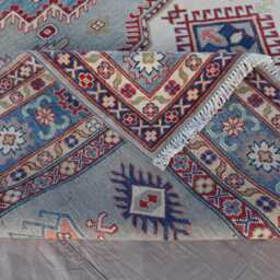 8x10 Afghan Heriz Rug, Medallion Serapi Handmade Wool Gray Blue Beige Green, Turkmen Tribal Dining Table Living Room Rug - thumbnail 4