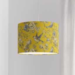Lampshade Mustard Yellow Bird Flowers Velvet - Floral Decor Drum Lamp Shade 25cm 30cm 35cm 40cm 45cm Table Lamp Shade, Ceiling Pendant - thumbnail 4