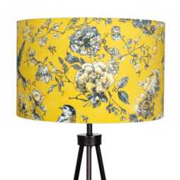 Lampshade Mustard Yellow Bird Flowers Velvet - Floral Decor Drum Lamp Shade 25cm 30cm 35cm 40cm 45cm Table Lamp Shade, Ceiling Pendant - thumbnail 3