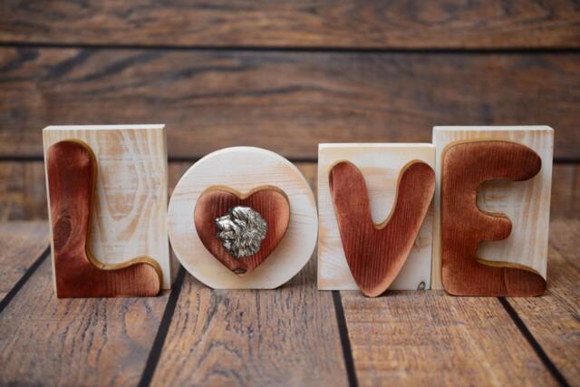"Wooden Sign Love Great Decoration Purebred Dog in The Letter ""O" - image 1