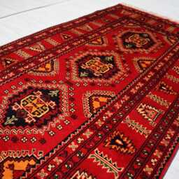 3'1x9'6 Red Mazari Tribal Runner Rug, Afghan Wide Antique Geometric High Pile Brand New Kitchen Rug - thumbnail 3