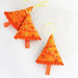 Colourful Christmas Tree, Hand Embroidered Felt Decoration Kitsch Holiday Decor - thumbnail 3