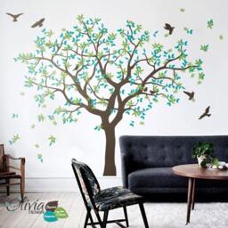 Large Tree Wall Decal White Wall Decal Mural Stickers Decals Decor Nursery & Birds Art Tattoo Nature - Nt040 - thumbnail 2