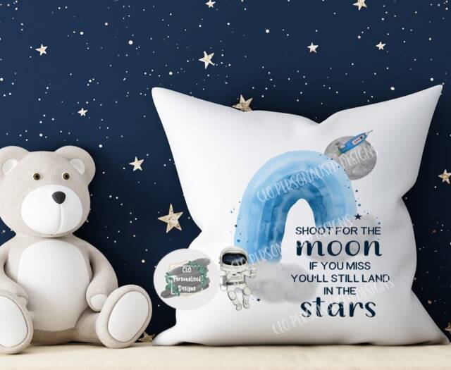 Personalised Kids Space Cushion - Boys Astronaut Nursery Decor - image 1
