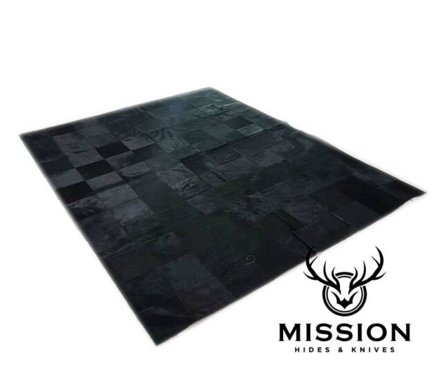 Black Cowhide Patchwork Rug 1.8 X 2.4 M Tapis Peau Vache Kufhell Teppich - image 1