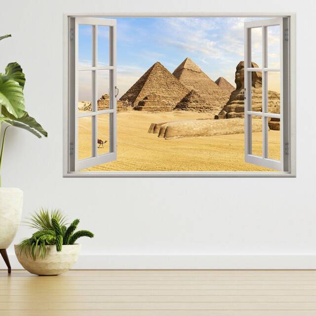 Pyramids Of Giza & Sphinx, Egypt 3D Window View Wall Sticker Poster Decal A992 - image 1