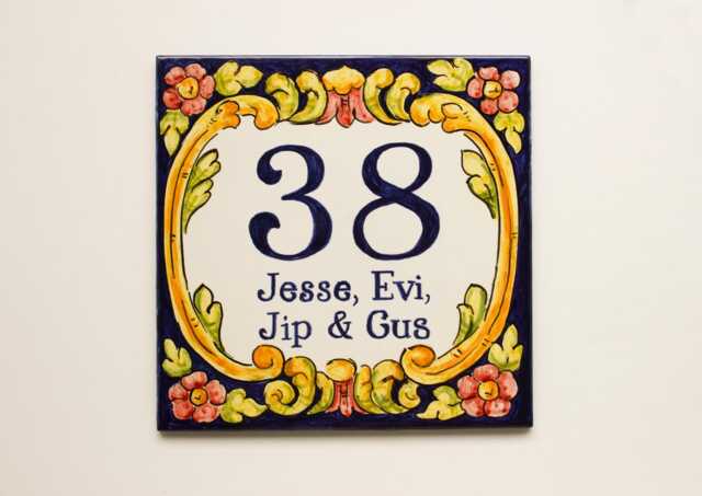 Portuguese House Number Tile , Signs For Home, Personalized Tile, Ceramic House Sign, Hand Painted Name Adress Plaque - image 1