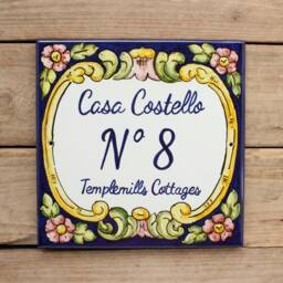 Portuguese House Number Tile , Signs For Home, Personalized Tile, Ceramic House Sign, Hand Painted Name Adress Plaque - thumbnail 2