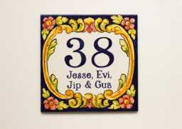 Portuguese House Number Tile , Signs For Home, Personalized Tile, Ceramic House Sign, Hand Painted Name Adress Plaque - thumbnail 1