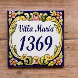 Portuguese House Number Tile , Signs For Home, Personalized Tile, Ceramic House Sign, Hand Painted Name Adress Plaque - thumbnail 3