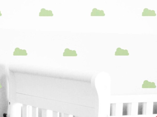 Clouds Green Lime Light Pastel Wall Decals Decor Stickers Nursery Baby Boy Girl Sky Pattern Modern & Scandinavian - image 1