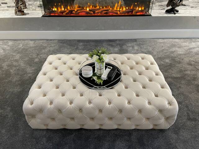 Handmade Extra Large Upholstered Velvet Chesterfield Footstool - image 1