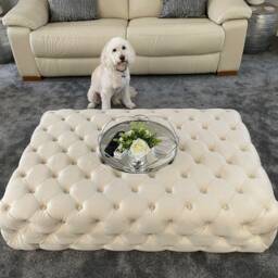 Handmade Extra Large Upholstered Velvet Chesterfield Footstool - thumbnail 3