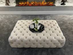 Handmade Extra Large Upholstered Velvet Chesterfield Footstool