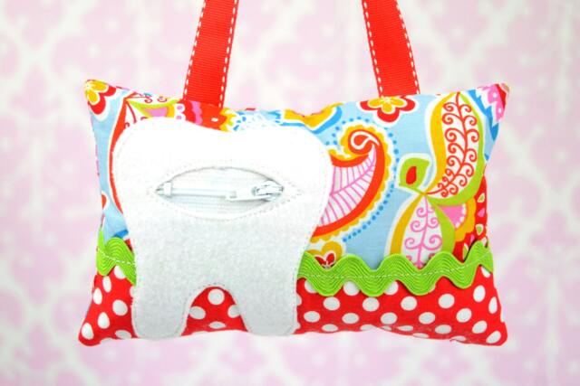 Tooth Fairy Pillow - in Multi Colored Paisley Red Polka Dot - image 1
