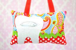 Tooth Fairy Pillow - in Multi Colored Paisley Red Polka Dot - thumbnail 1