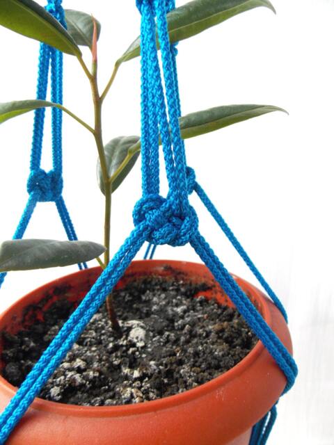 Blue Flower Pot Macrame Plant Hanger 20 Inches 3mm Hanging Planter Window Cord Indoor Or Outdoor Decor Wall Hanging Holder - image 1