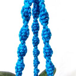 Blue Flower Pot Macrame Plant Hanger 20 Inches 3mm Hanging Planter Window Cord Indoor Or Outdoor Decor Wall Hanging Holder - thumbnail 3