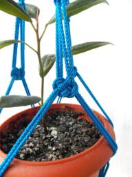 Blue Flower Pot Macrame Plant Hanger 20 Inches 3mm Hanging Planter Window Cord Indoor Or Outdoor Decor Wall Hanging Holder - thumbnail 1
