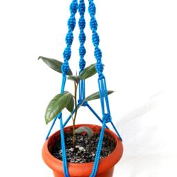 Blue Flower Pot Macrame Plant Hanger 20 Inches 3mm Hanging Planter Window Cord Indoor Or Outdoor Decor Wall Hanging Holder - thumbnail 2