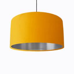 Sunflower Yellow Lampshade in Velvet With Silver Lining, Large Plain Ceiling Lightshade - thumbnail 1