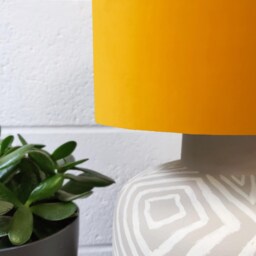 Sunflower Yellow Lampshade in Velvet With Silver Lining, Large Plain Ceiling Lightshade - thumbnail 2